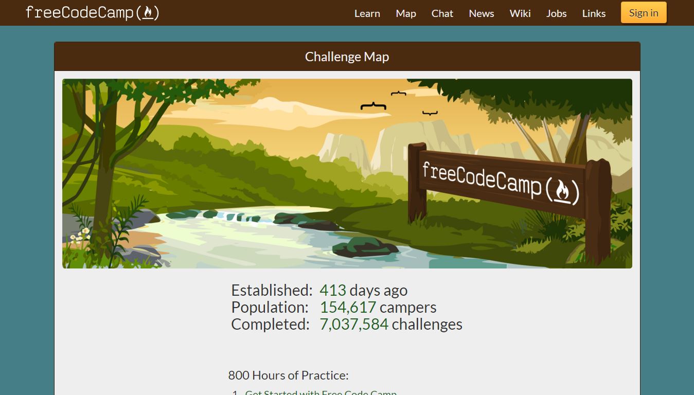 Free Code Camp homepage 2015